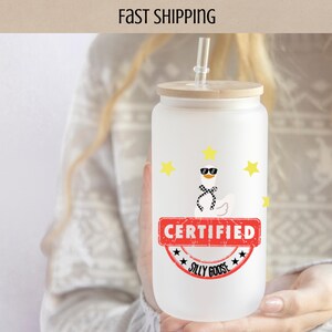 Zertifizierte dumme Gans, Frostglasbecher, Geschenk für die beste Freundin, lustige Mem-Bierdose, sarkastisches Gänsegeschenk, Glasdose mit Strohdeckel
