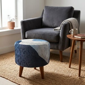 Tabouret de pouf de luxe, siège de pouf de fenêtre, tabouret rembourré, repose-pieds de cheminée, banc de piano ottoman, siège rond d'entrée, chaise de table de cuisine