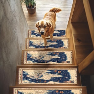 Tapis décoratif pour escaliers, tapis design carte du monde, tapis d'escalier moderne, marches d'escalier antidérapantes, tapis de marche en bois, tapis facile d'entretien, RB-373