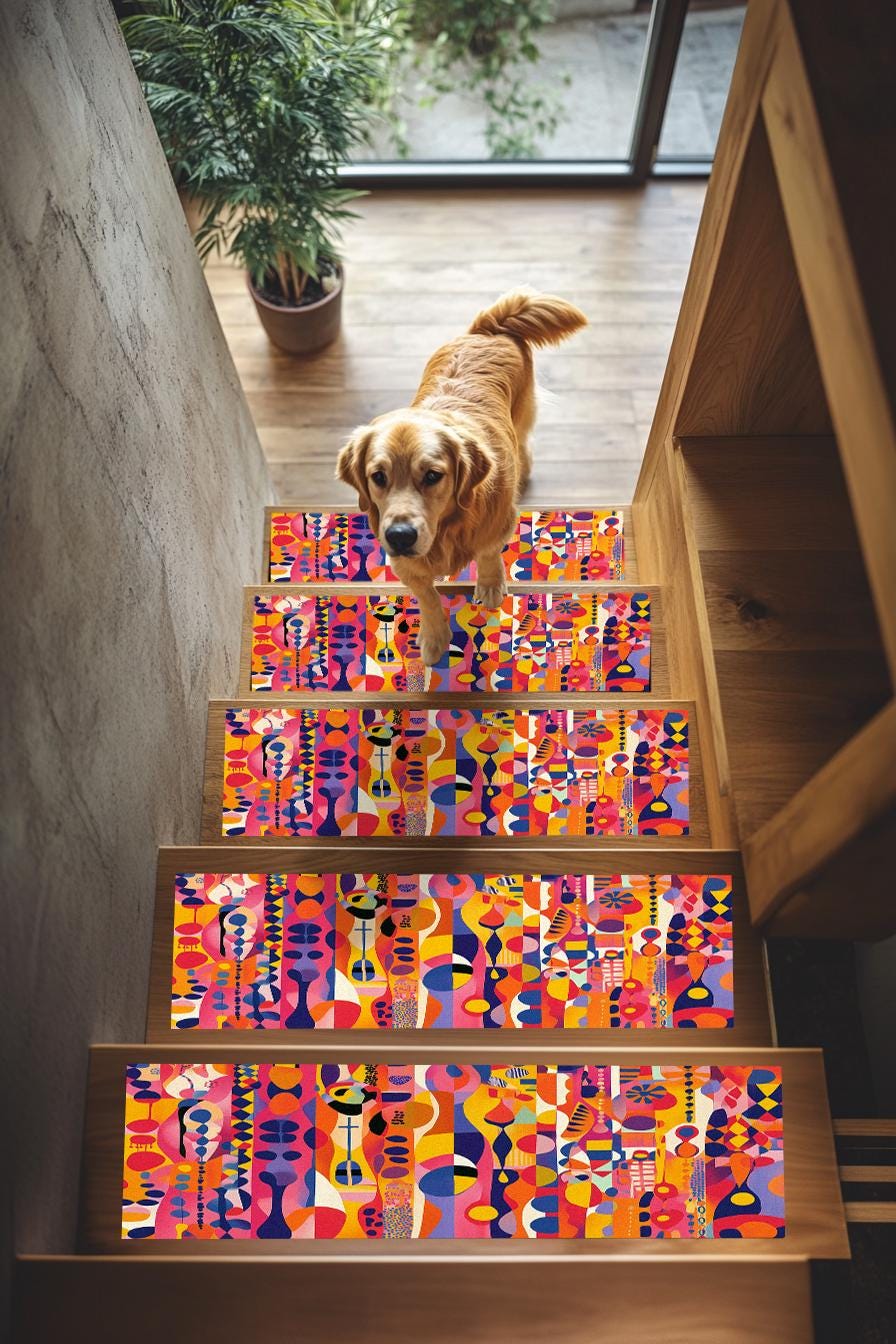 Tapis de sécurité avec marches, Tapis d'escalier, Tapis de marche lavable, Tapis coloré, Tapis lavable en machine, Coussin de marche d'escalier, Tapis