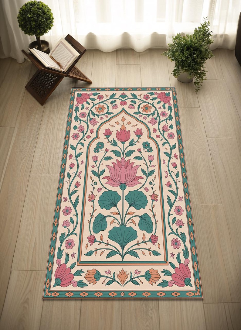 Handmade Woven Turkish Prayer Rug Premium, Large Mosque-Style Muslim Prayer Rug at Home, Muslim Prayer Rug Learning Aid, Salah Mat, RB-2060
