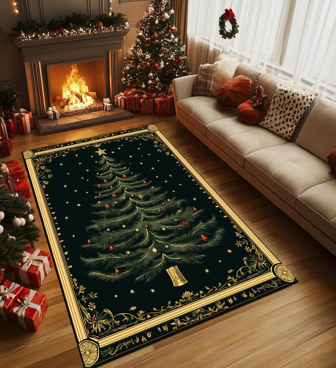 67×156 “Holiday Lights” ViNTAGE RUG Christmas Decoration Rug, Tree Print Rug, Gothic Runner Rug, Boho