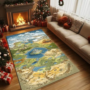 Tapis contemporain, tapis moderne, tapis de salle à manger, tapis imprimé carte, tapis de passage élégant, tapis facile d'entretien, tapis antidérapant, RB-1573