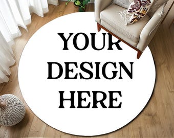 Round custom rug, Gift for couples, Create your own design, Washable rug, Non slip backing rug, Handmade personalizable rug, Customized gift