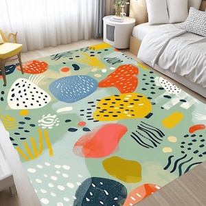 Laundry rug, Modern print rug, Artistic decorative rug, Handmade runner, Rug for saloon, Living room rug, Non slip area rug, Cozy rug, RB-57