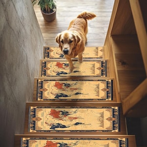 Tapis imprimé carte du monde, tapis de passage, marches d'escalier artistiques haut de gamme, tapis résistant aux taches, tapis de marches d'escalier, tapis de marche d'intérieur, RB-372