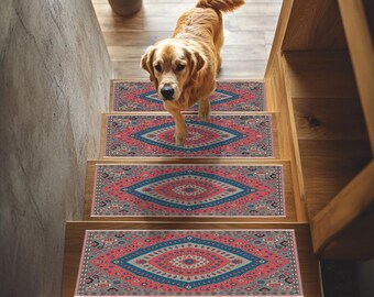 Oriental Step Mat, Farmhouse Stair Cover, Gift for Grandma
