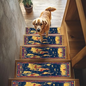 Tapis d'escalier imprimé carte, Tapis d'escalier pliable, Tapis d'escalier neutre, Escalier nomade, Marchepied en chenille, Tapis facile à nettoyer, Tapis antidérapant, RB-374