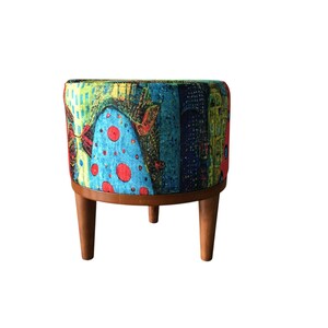 Vibrant color pouf, Upholstered footrest, Frontdoor bench, Artistic furniture, Modern home stool, Designer footstool, Luxury round seat