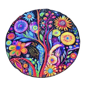 Light color rug, Round rug, Rustic rug, Botanical rug, Movie room rug, Eclectic rug, Utility home decoration rug, Bright area rug, RB-235