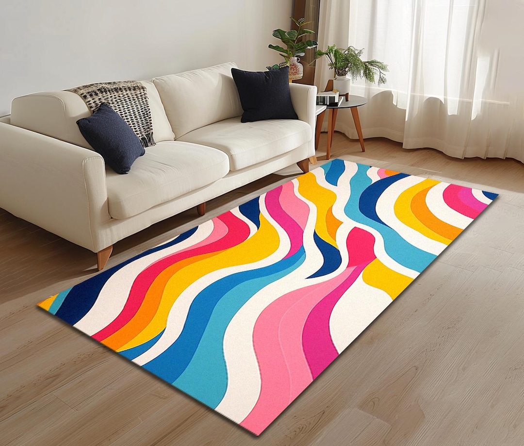 Rainbow Rug, Multicolor Rug, Vibrant Rug, Saloon Rug, Bedroom Room Rug ...