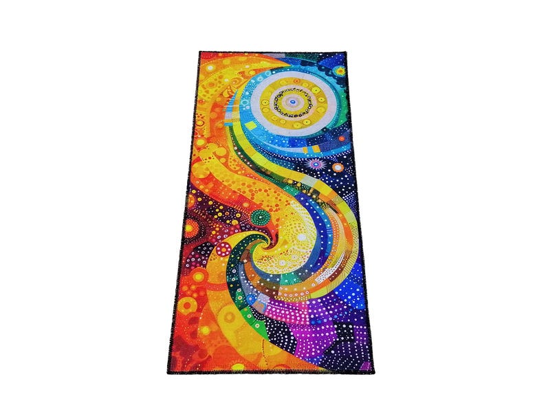 Vibrant runner rug, Abstract rug, Multicolor rug, Kitchen runner rug, Bedside rug, Eclectic rug, Washable rug, Non slip runner rug, RB-495