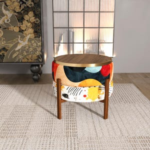 Reversibeler Modernist Color Block Pouf | Künstlerischer Spritzlack Kaffeeständer RB 45/48