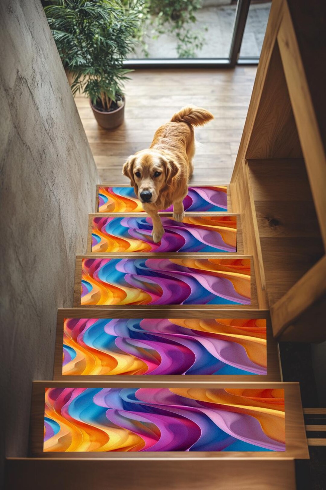 Short Rug For Step Stylish Step Rug, Colorful Stair Mat, Artistic Treads Rug, Non Slip ...