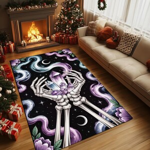 Skeleton rug, Diamond printed rug, Saloon rug, Artistic runner rug, Large floor rug, Washable rug, Heartwarming gift, Non slip rug, RB-1860
