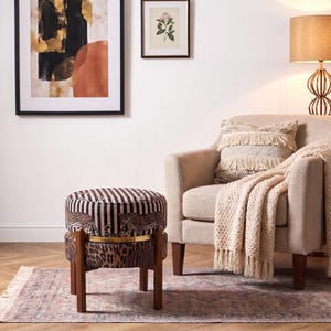 Wild Safari Striped Leopard Stool | Reversible Animal Print Coffee Table RB 2118/2149