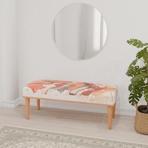 Banco con estampado de gato, Banco para biblioteca, Decoración acogedora para el hogar, Banco luminoso, Muebles otomanos, Banco de tamaños personalizados, Banco moderno, Banco RB 1151
