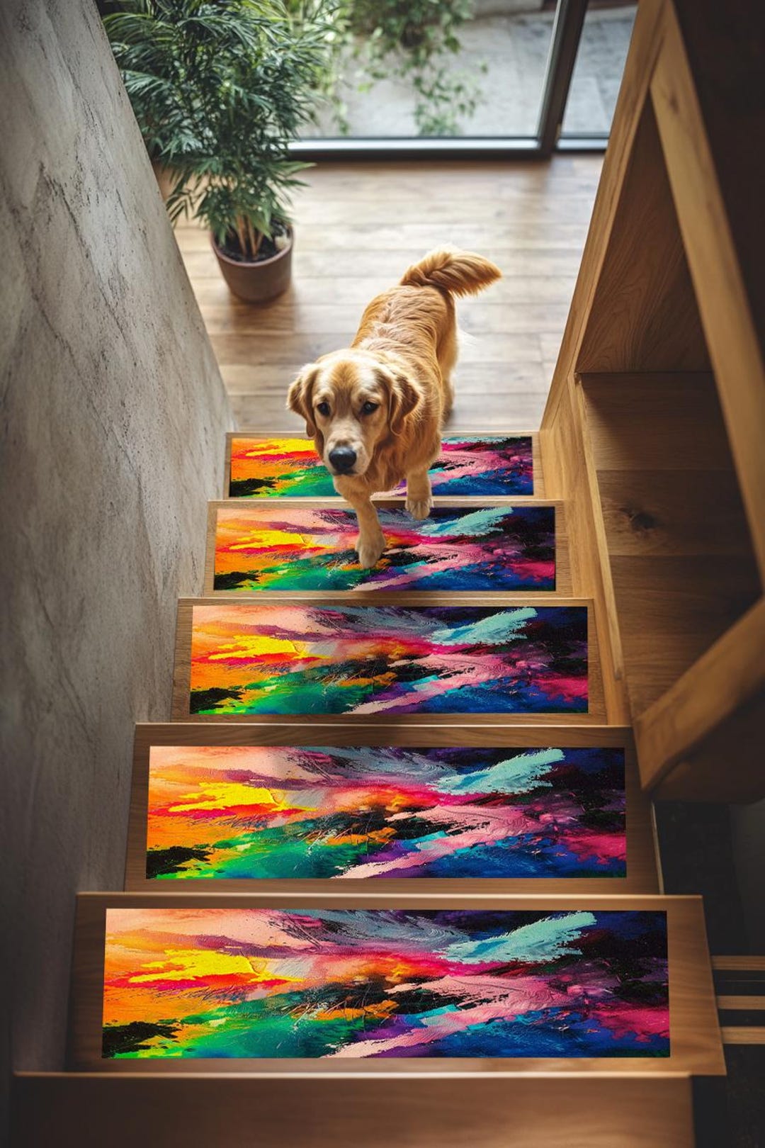 Painting Print Step Mat, Trendy Stair Rug, Modern Home Decor, Washable ...