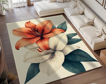 Vloerkleed bloemenprint, pastelkleur vloerkleed, neutraal vloerkleed, hartverwarmend cadeau, elegant vloerkleed, uniek design vloerkleed, antislip vloerkleed, wasbaar vloerkleed, RB-915
