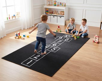 Hopscotch play rug, Fade resistant rug, Lovely decor, Elegant rug, Skid resistant rug, Washable rug, Bedroom rug, Meditation rug, RB-1602