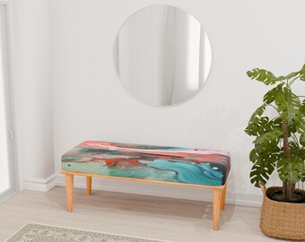 Unique design bench, Table saw bench, Hand crafted ottoman, Kitchen table bench, Versatile pouf stool, Entryway footrest, RB bench 741