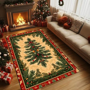 Special event rug, Xmas decoration, Tree print rug, Saloon rug, Home entrance rug, Bohemian rug, Non slip rug, Washable area rug, RB-360