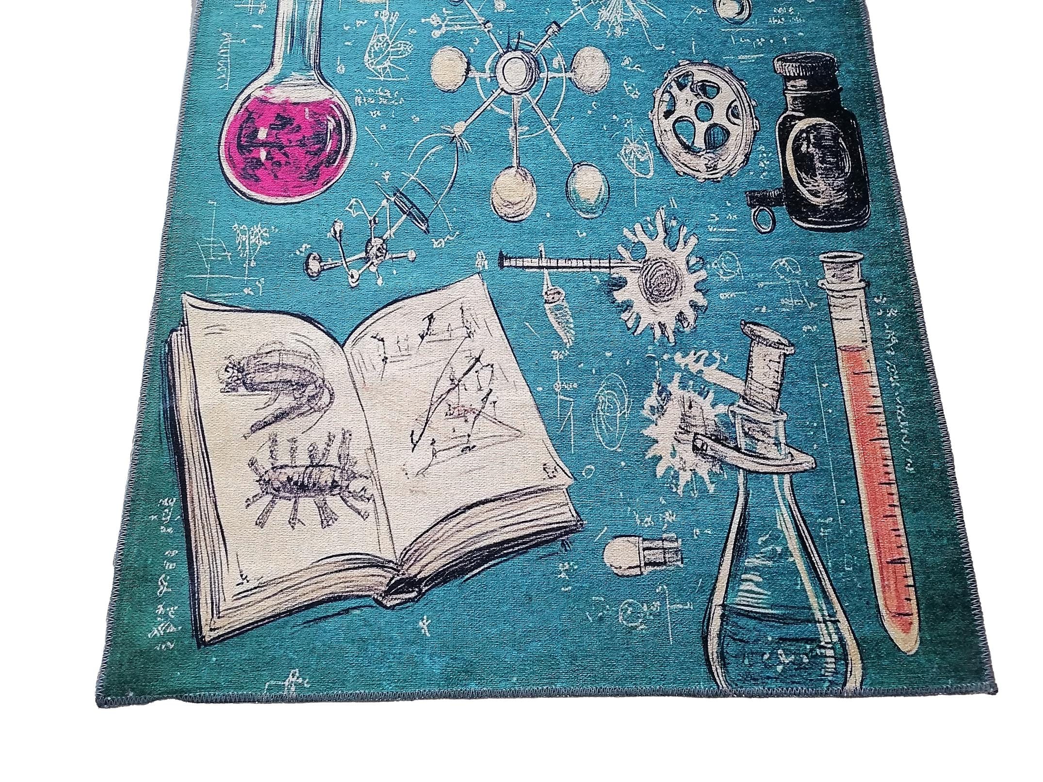A Science Lab Rug Science Themed Rug, Contemporary Rug, Layered Rug, Washable Rug, Anti ...