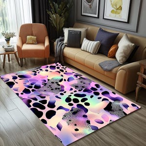 Bright Color Area Rug, Contemporary Rug, New Style Rug, Chenille Textured Rug, Modern Washable Area Rug, Vibrant Floor Decor Rug, RB-1282