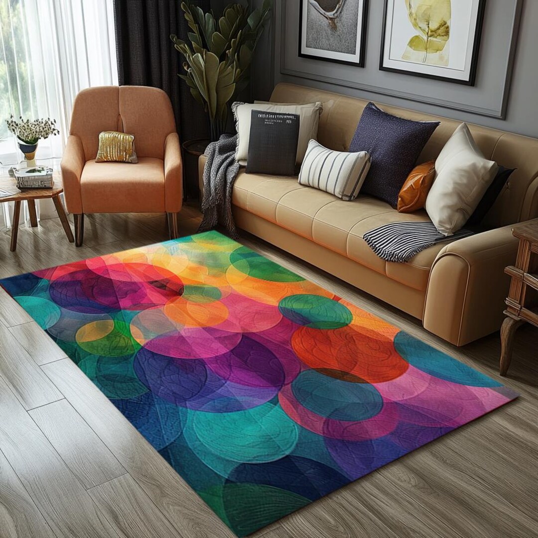 Light Rug Design Beam of Light Print Rug, Multicolor Rug, Entryway Rug, Nomadic Rug ...