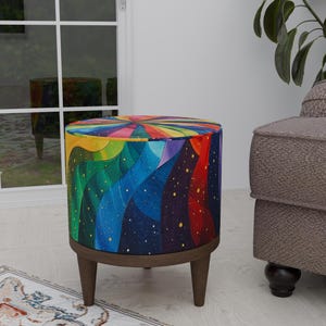 Banco con remolinos de colores, Banco redondo para zapatos, Mesa auxiliar otomana, Silla de cocina tipo puf, Reposapiés portátil, Taburete tipo puf para chimenea, Asiento redondo para piano