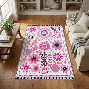 Preppy rug, Blush pink rug, Doorways rug, Timeless runner rug, Lovely modern rug, Non slip rug, Washable runner rug, Girls room rug, RB-815