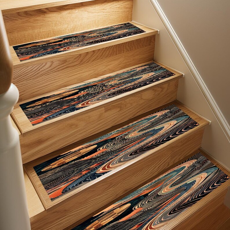Dark step covering, Treads with landing, Chenille stair rug, Modern stair steps, Everyday step rug, Stair runner rug, Non slip rug, RB-197