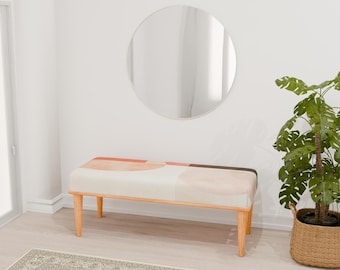 Banco de madera maciza, banco de estilo elegante, banco de color pastel, taburete de entrada, mesa otomana, banco para teclado, banco acogedor, banco RB 600