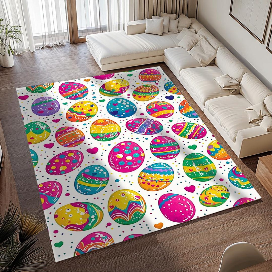 Easter Colors Rag Rug Easter Egg Rug, Colorful Rug, Rug for Special Event, Holiday Decor Rug ...