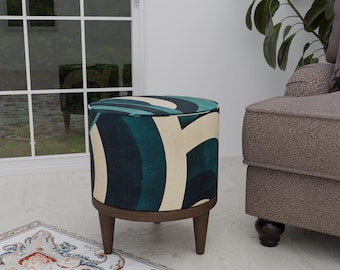 Greenery footstool, Luxury round bench, Modern shoe seating, Doorway round stool, Ottoman pouf stool, Custom footrest, Nomadic pouf stool