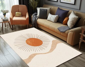 Waschbarer Läuferteppich, Gemütlicher Teppich, Ästhetischer Teppich, Teppich mit Sonnenmuster, Medaillon-Läuferteppich, Eleganter Teppich, Rutschfester Teppich, Teppich für den Wohnbereich, Luxusteppich, RB-287