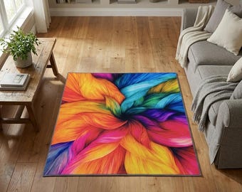 Bunter Teppich, Teppich mit 3D-Design, Haustierfreundlicher Teppich, Wohnzimmerdekor, Geschenk für sie, Rutschfester Teppich, Waschbarer Teppich, RB-994