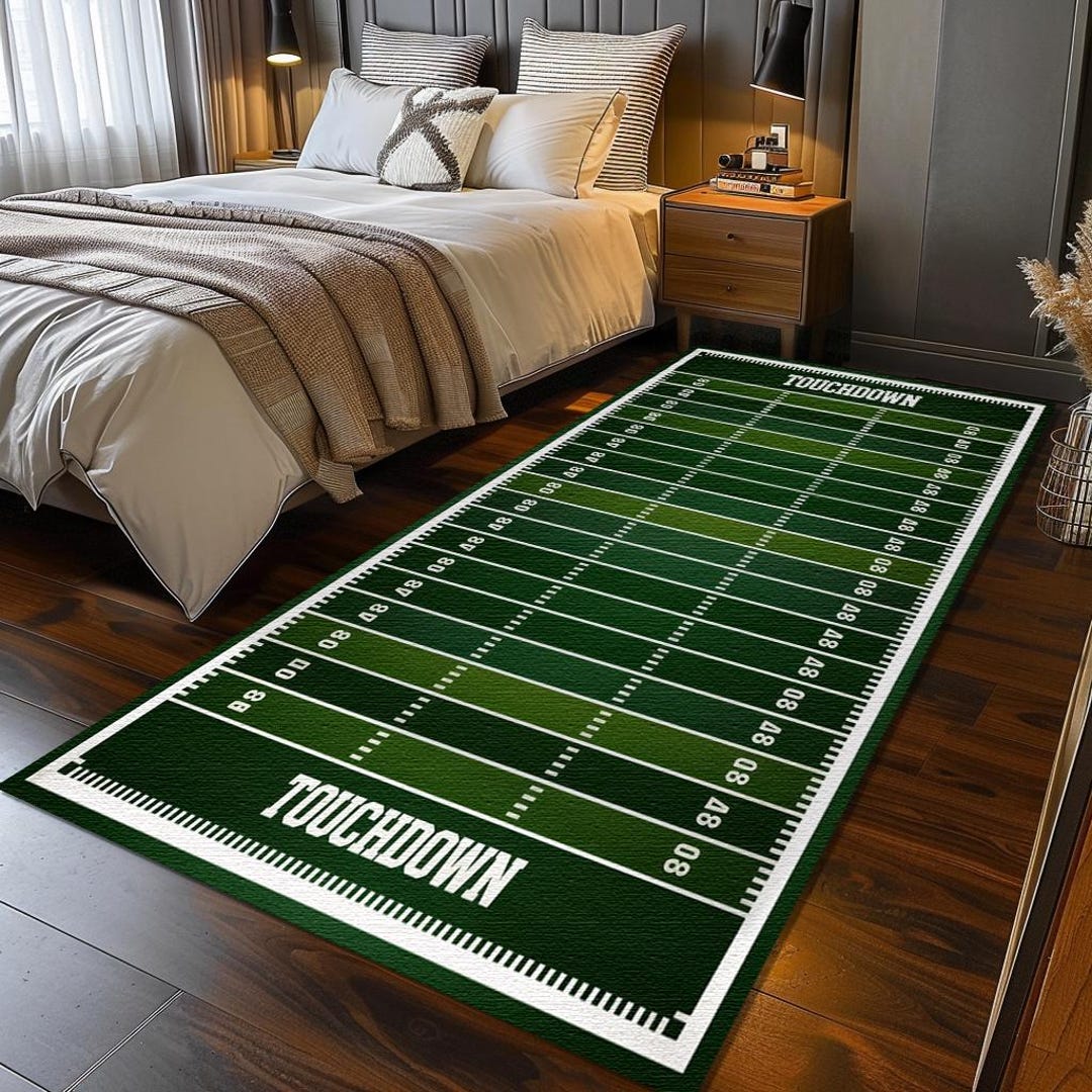 Football Filed Rugg Football Field Rug, Greenery Rug, Printed Rug, Modern Home Rug, Boy ...