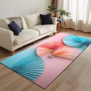 3D print rug, Fan figured rug, Stain resistant rug, Bordered rug, Aesthetic rug, Regular rug, Chenille rug, Artistic rug, Non slip, RB-1116