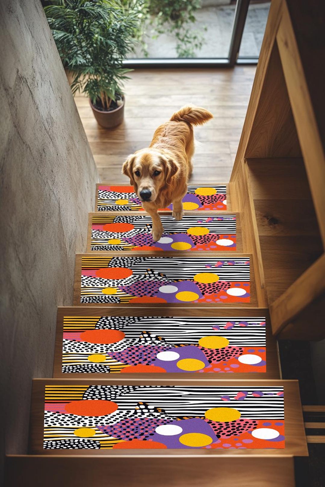 Steps Safety Rug, Non Slip Step Mat, Art Deco Stair Rug, Multi ...