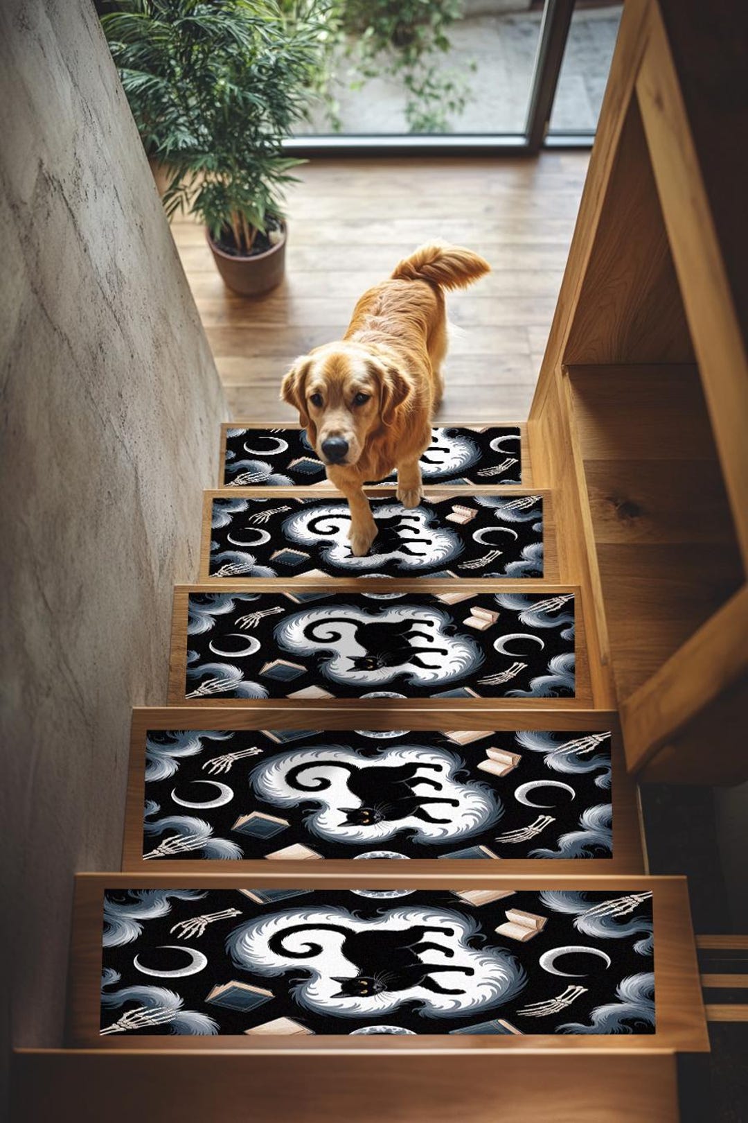 Safety Stair Treads, Black Cat Stair Mat, Turkish Step Pad, Artistic ...