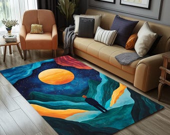 Türkischer Teppich mit Muster, Künstlerteppich, Teppich mit Männermotiv, Outdoor-Teppich, Strapazierfähiger Läuferteppich, Gemütlicher Teppich, Neutraler Teppich, Waschbarer, rutschfester Teppich, RB-528