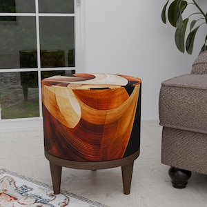 Reposapiés neutro, Banco de color madera, Puf contemporáneo, Taburete de tamaños personalizados, Reposapiés redondo de madera, Mesa de té otomana, Taburete redondo duradero