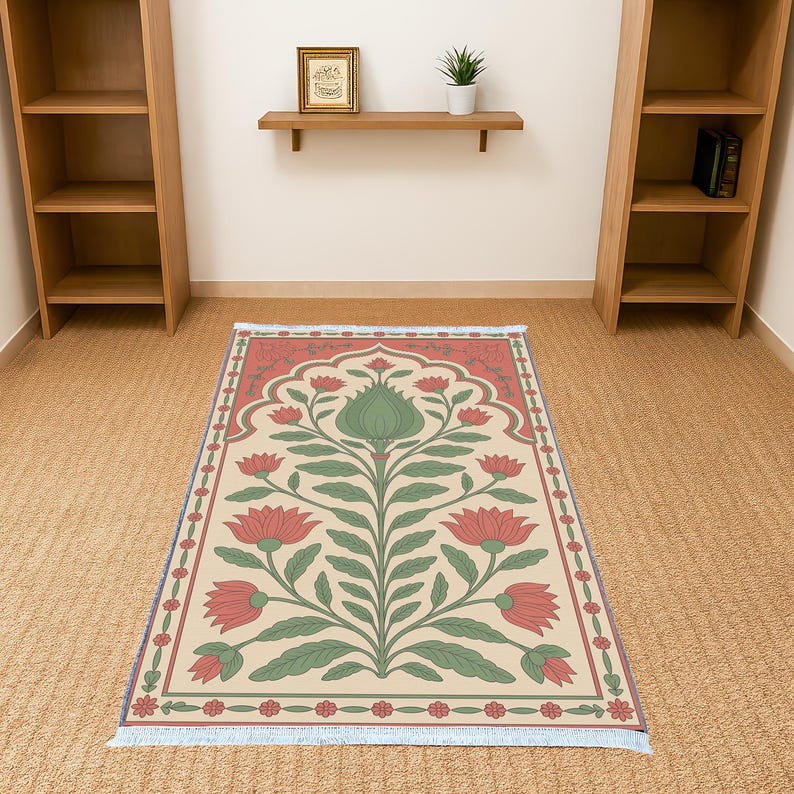 Foldable Prayer Rug, Washable Prayer Rug, Premium Colleciton Prayer Rug, Luxury Thick Prayer Mat Rug, Islamic Prayer rug, Gift Rug, RB-2057