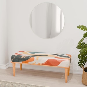 Banco colorido, Banco decorativo, Banco de pie de cama, Muebles de alta gama, Banco de piano otomano, Banco para pasillo, Banco de trabajo de madera, Banco RB 43