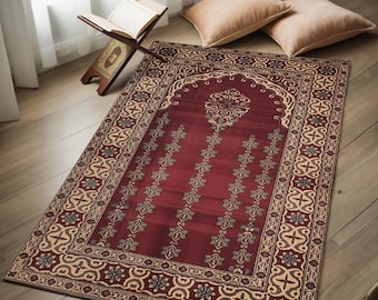 Soft Thick Turkish Janamaz Rug Luxury Ramadan Gift, Prayer Rug Personalized Name, Handmade Woven Cotton Prayer Rug Islamic Gift , RB-2068