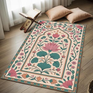 Handmade Woven Turkish Prayer Rug Premium, Large Mosque-Style Muslim Prayer Rug at Home, Muslim Prayer Rug Learning Aid, Salah Mat, RB-2060