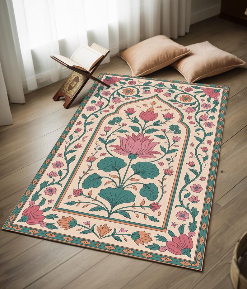 Handmade Woven Turkish Prayer Rug Premium, Large Mosque-Style Muslim Prayer Rug at Home, Muslim Prayer Rug Learning Aid, Salah Mat, RB-2060
