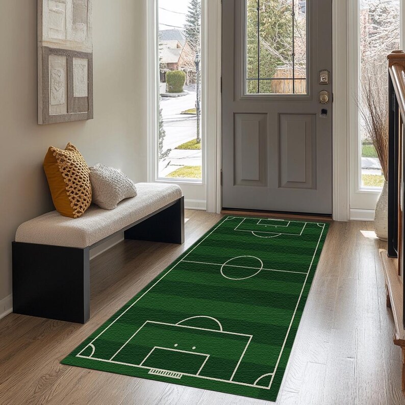 Balcony rug, Special event rug, Soccer field rug, Birthday gift rug, Contemporary rug, Stain resistant rug, Synthetic back rug, RB-1547