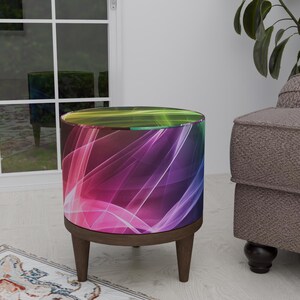 Soporte redondo para plantas, Taburete de madera oscura, Puf de color neón, Taburete de recibidor rústico, Soporte de banco, Reposapiés portátil, Reposapiés otomano, Taburete para lavandería